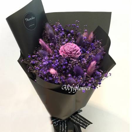 J019紫色戀情乾燥花花束台南代客送花(來店自取)