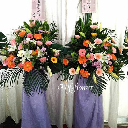 BL020素雅型高架花籃一對藝術花柱台南市花