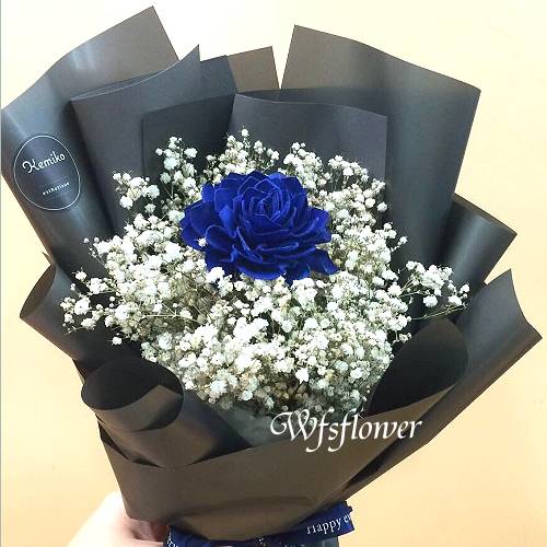 G018藍玫瑰永生花+乾燥花花束店主推薦