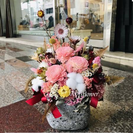 J053溫馨乾燥花盆花台南市花店代客送花