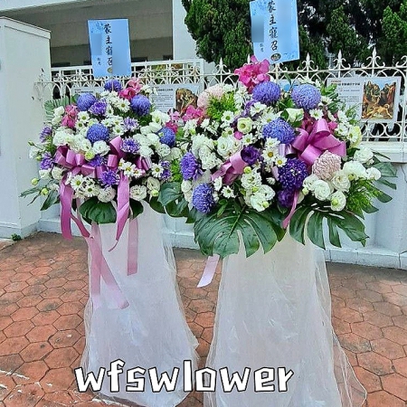 BL076素雅型高架花籃一對台南市花店