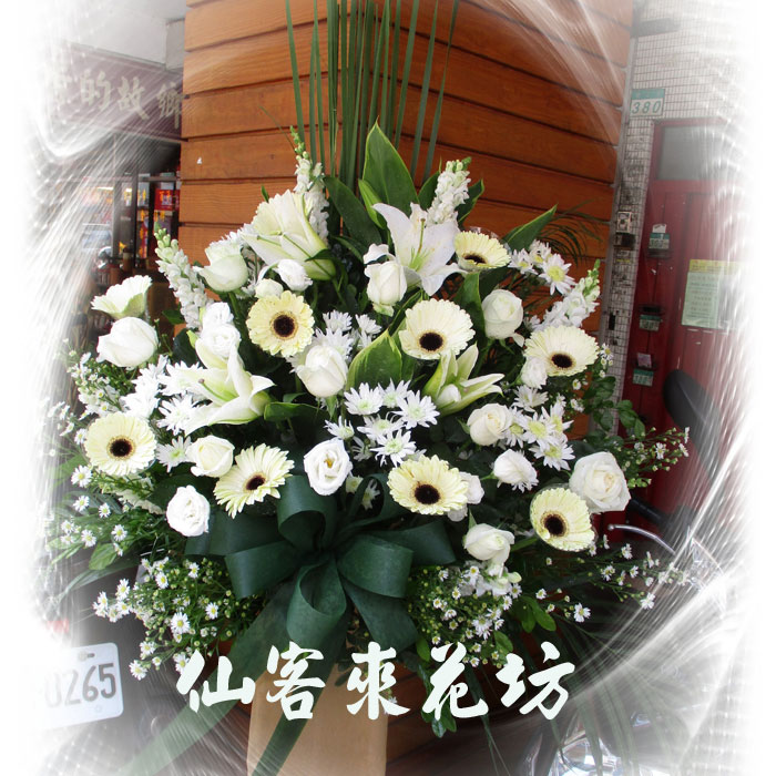 【s-185】 追思,悼念,丧礼高架鲜花篮,告别式艺术鲜花篮(一对).