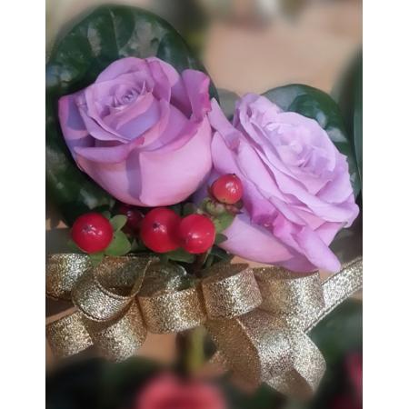G009胸花-紫玫瑰(2朵)