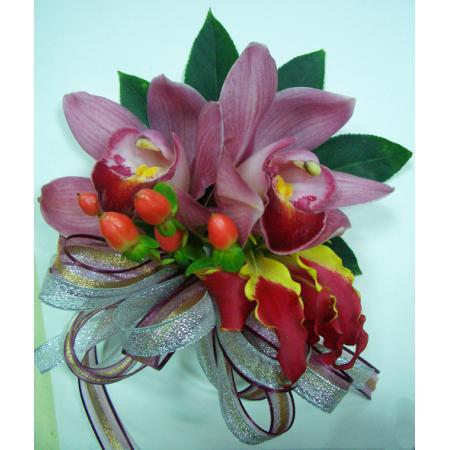 G014胸花-2朵東亞蘭(紅)