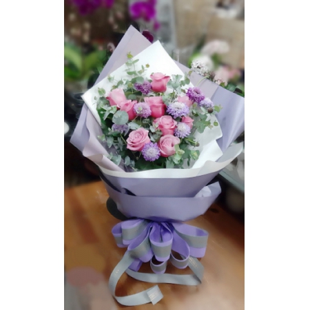 A027紫玫瑰花束情人節花束生日浪漫花束